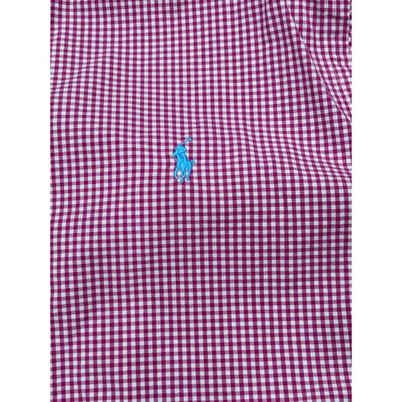 Ralph Lauren Mens Pink Gingham Classic Fit Pony Logo Button Down Shirt Size 16L - Picture 3 of 8